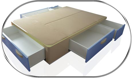 detalle de masita bandeja con cajón debajo abiertos