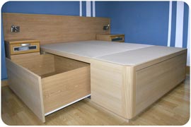 Cama con cajones en madera con altura a medida