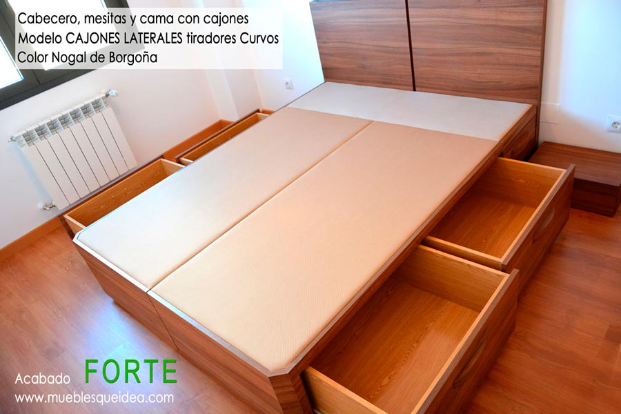 Canapé modelo Cajones Laterales con cabecero y mesitas a juego