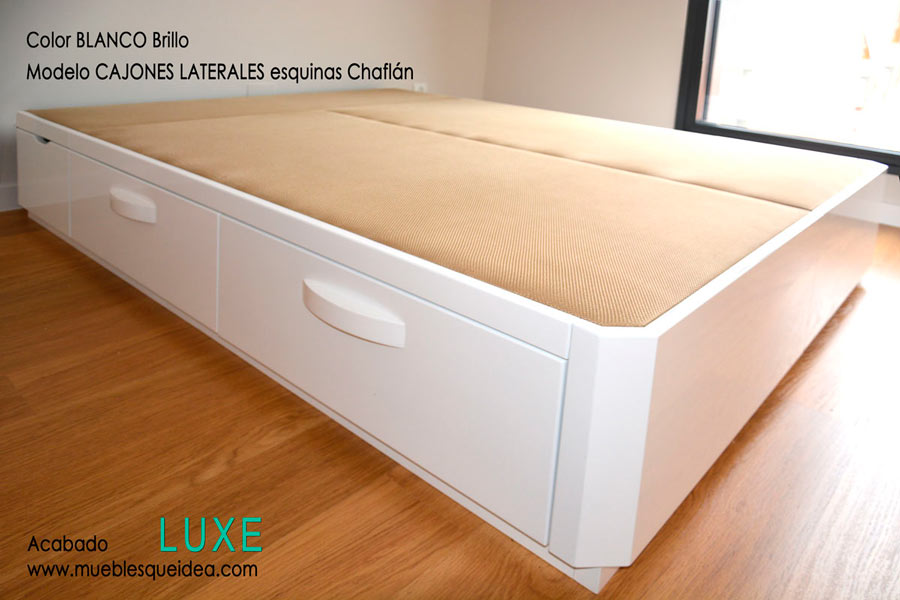 Cama de madeta con cajones laterales acabado luxe