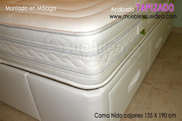 Cama grande con cajones en un lateral y arrstre nido en el otro con colchón viscorrelax incluido.