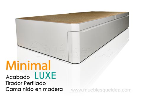 Cama nido en madera lacada con tirador perfilado