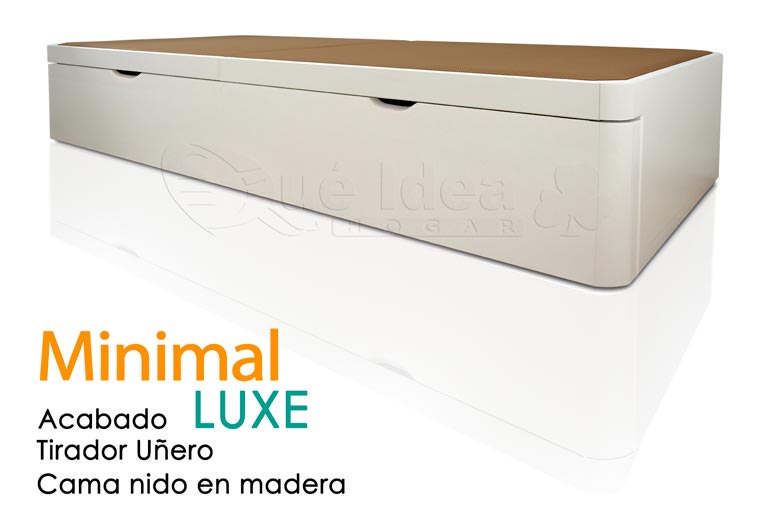 Cama Nido de 90x200 en madera lacada color blanco con tiradores Uñero nuevo modelo