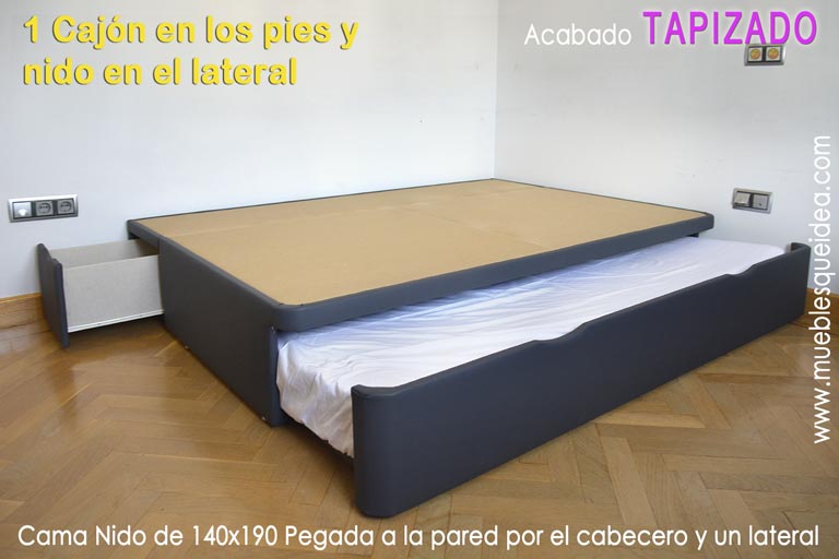 Ejemplo montado de un Canapé nido combinado en dos colores con cabecero y cubre pared