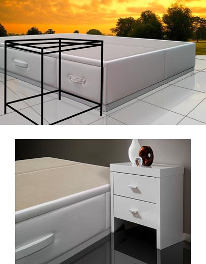 ejemplos de cajones retranqueados en una cama visto delante de la mesita de noche