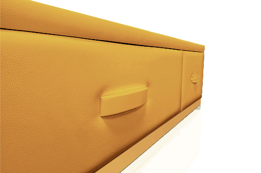 tapizado color amarillo para la cama con cajones