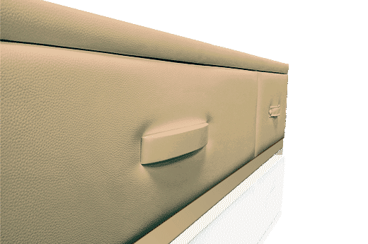 tapizado color beige para la cama con cajones