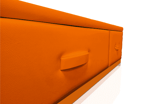 color naranja para la cama con cajones