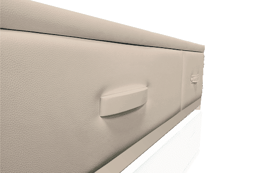 tapizado color piedra para la cama con cajones