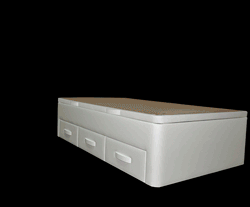 Cama arcón tapizada con tapa abatible y cajones modelo ARCON-CAJONES