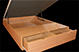 Cama de madera con tapa abatible con cajones en los pies