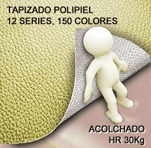 El tapizado de los canapés en polipiel es con acolchado de goma espuma interior