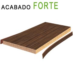 acabado Forte, compuesto por tablero de partículas y una capa de fibra polilaminada por cada lado