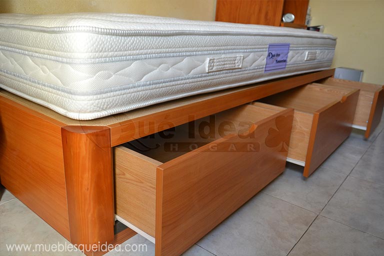 Colchón Viscorrelax mas Canapé con los cajones en un lateral de 90 por 190 acabado en madera color cerezo