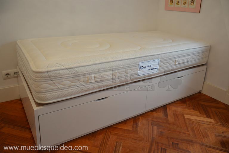 Colchón Viscorrelax de nuelle ensacado para cama individual con dos cajones iguales montada en Alicante