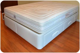 colchón visccorrelax entregado en Madrid junto con un canapé con cajones laterales