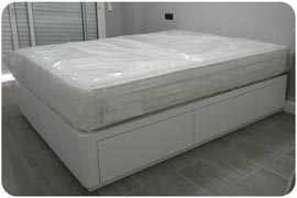 Colchón viscoelastico mas canapé cajones laterales blanco