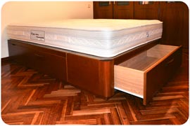 Colchón Viscorrelax más canapé con cajones de 120x180 modelo Plus acabado Natural