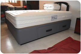 Colchón Viscorrelax y canape con cajones tapizado de 150x190