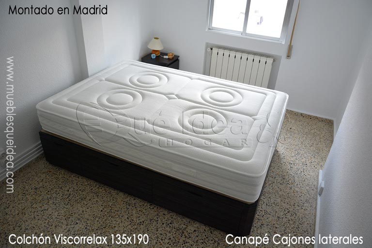 Entrega y montaje en Madrid de un colchón Viscorrelax y una cama con cajones en madera