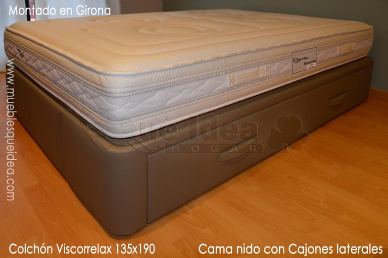 montaje realizado en Sarriá del Ter Girona de un Colchón Viscorrelax de muelle ensacado con viscoelástica más cama nido con cajones en un lateral