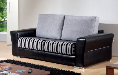 Sofa 3 plazas de piel coto y tela Rustika, tres plazas