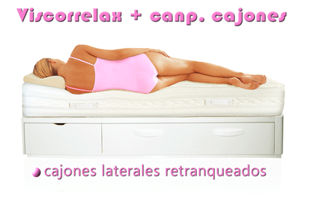 durmiendo en colchón viscorrelax con canapé de madera con cajones