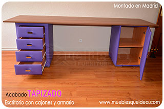 Mueble escritorio tapizado abierto