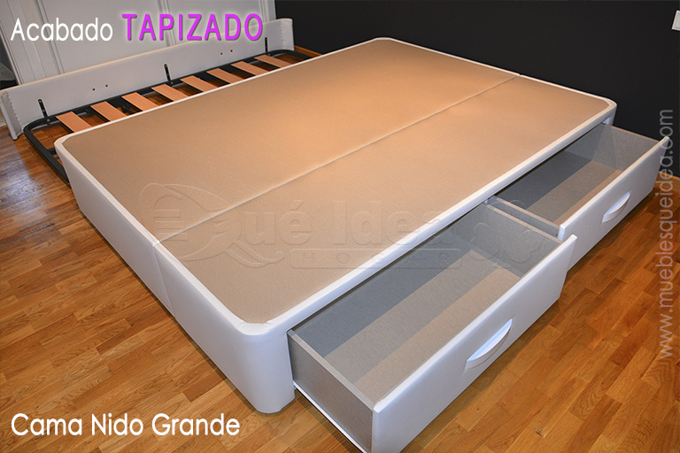 Ejemplo de Cama Nido grande abierta de 150x200 con cajones a la derecha y arrastre de 90x190 montada en Oleiros A Coruña