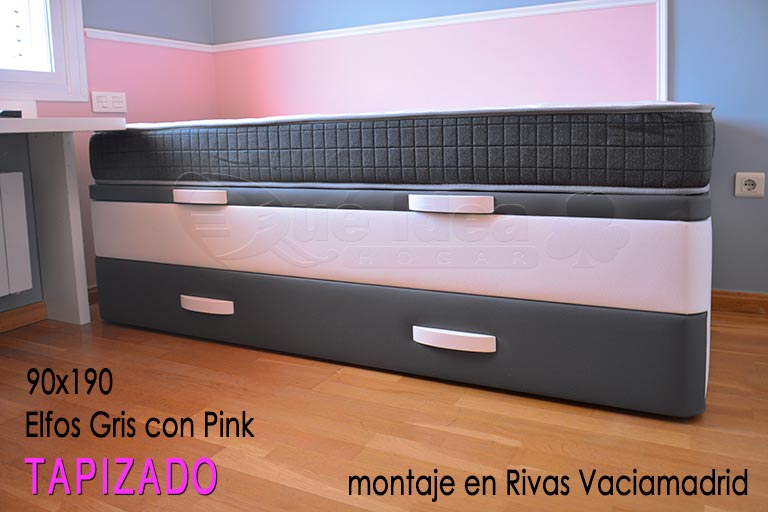 canapé nido montado en Rivas en dos colores Rosa con gris
