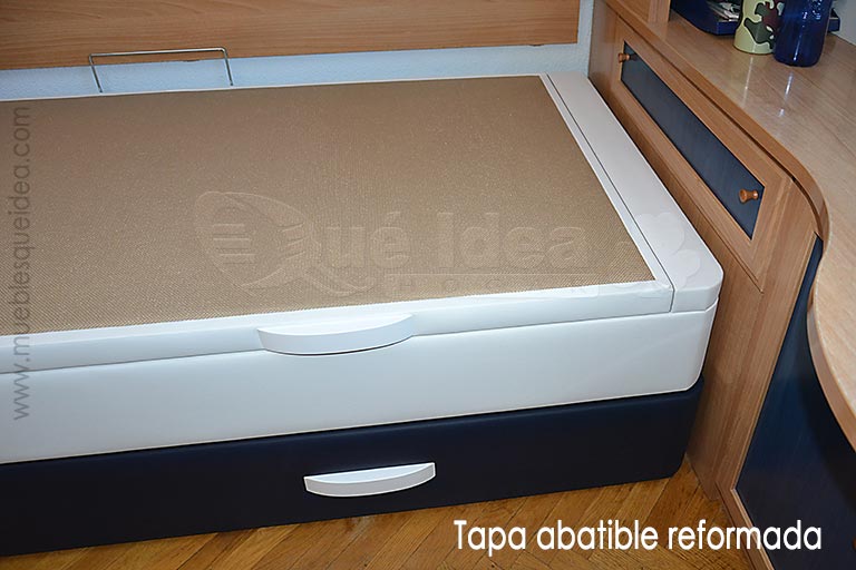 Detalle del la tapa reformada y cerrada de un canapé nido