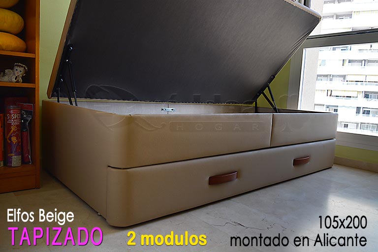 Canapé nido en dos módulos de 105x200 instalado en Alicante en color Beige