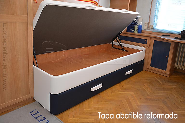 Ampliación de la imagen donde vemos un Canapé nido reformado abierto