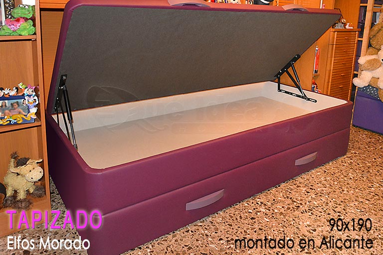 Canapé Nido de 90x190 montado en Alicantede color morado de la serie de polipiel elfos