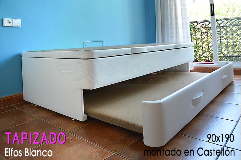Canapé Nido montado en Castellón de 90x190 con arrastre de base tapizada