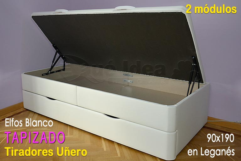 Ejemplo de un montaje de canapé nido en Leganés con los tiradores del arrastre de tipo Uñero