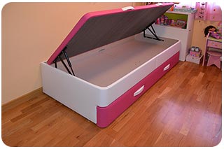 Canapé niso para niña en color fucsia y blanco