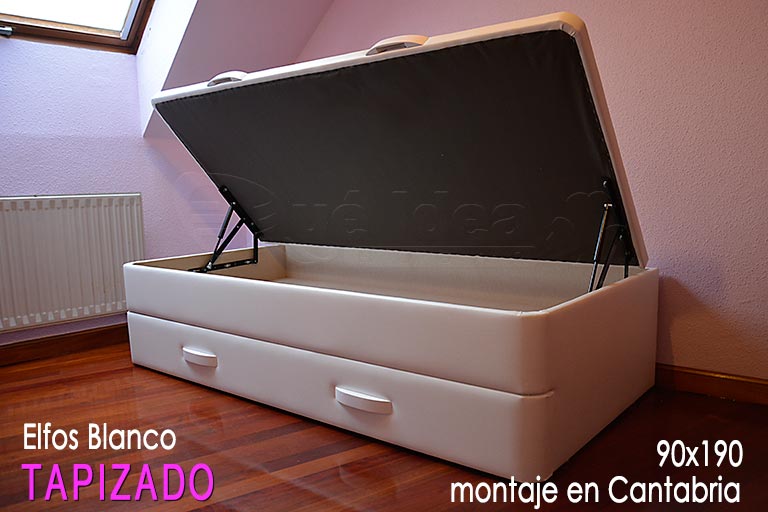 Canape nido de 90x190 montado en un dormitorio buardilla en Cantabria