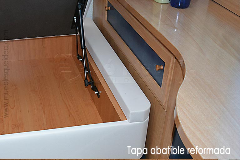 Detalle ampliado del fijo en la tapa del canapé nido