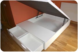 Pie de cama para almacenaje en canapé abatible de 150x190