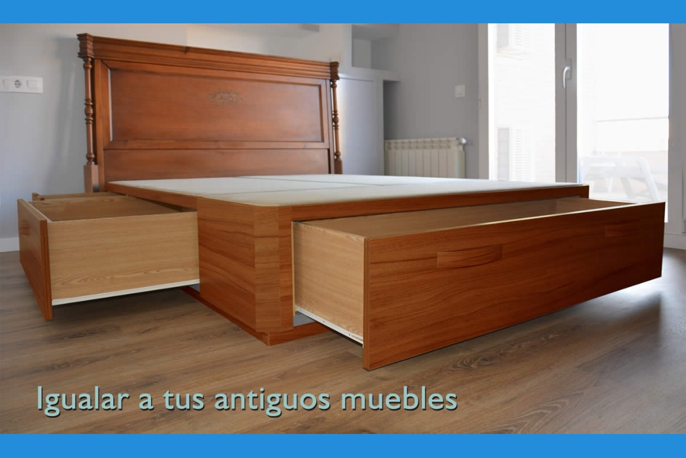 cama con cajones de igual color que el cabecero que ya tenemos en el dormitorio