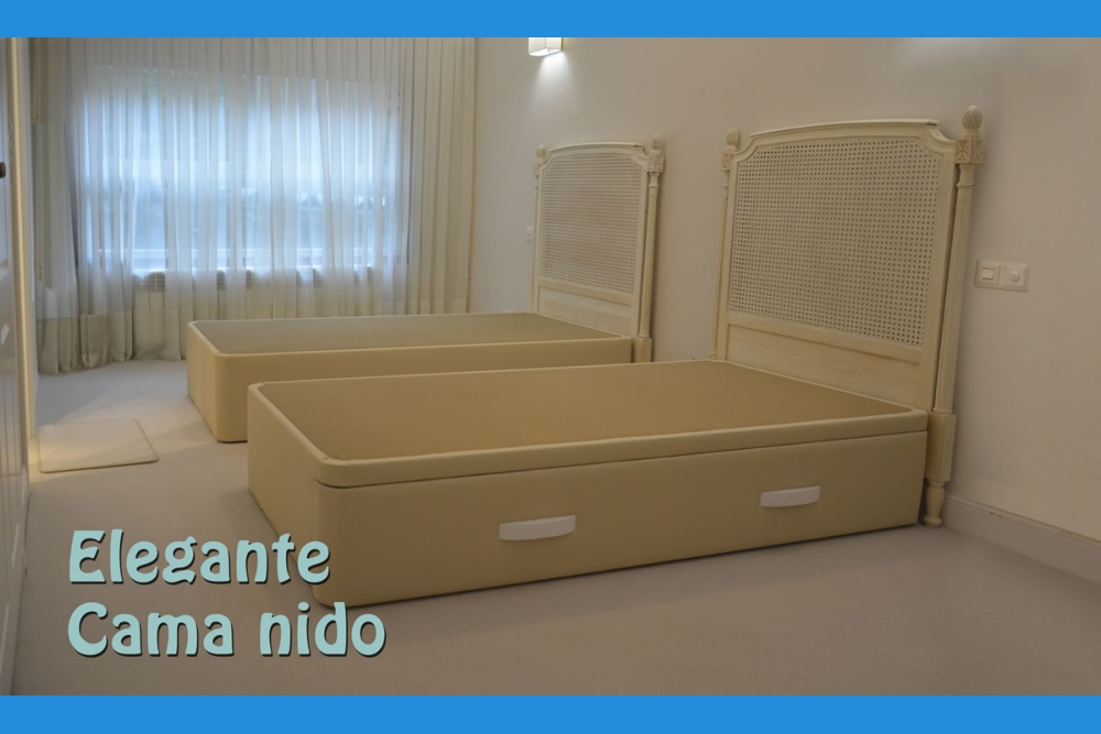 Dos camas nido gemelas tapizadas de 90 centímetros de ancho por 200 centímetros de largo en la misma habitación