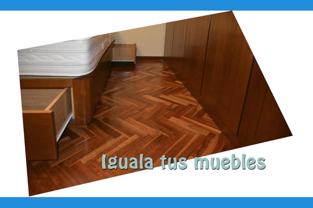 similitud entre muebles de dormitorio y cama de madera acabado natural