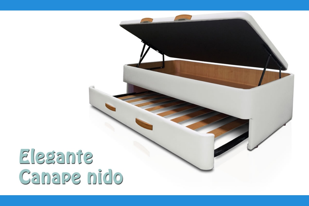 Canapé nido arcón de tapa abatible de estilo juvenil tapizado