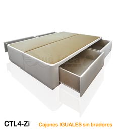 Canapé con 4 cajones laterales iguales tapizado y sin tiradores