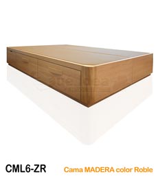 Canapé cama Cajones Laterales acabado Forte madera de color Roble