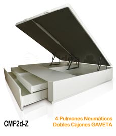 Canapé de tapa abatible con cajones en el frontal dobles gaveta