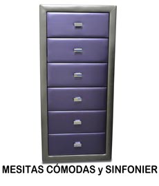 Mesitas, cómodas y sinfonier tapizados y en madera para dormitorio de Qué Idea Hogar