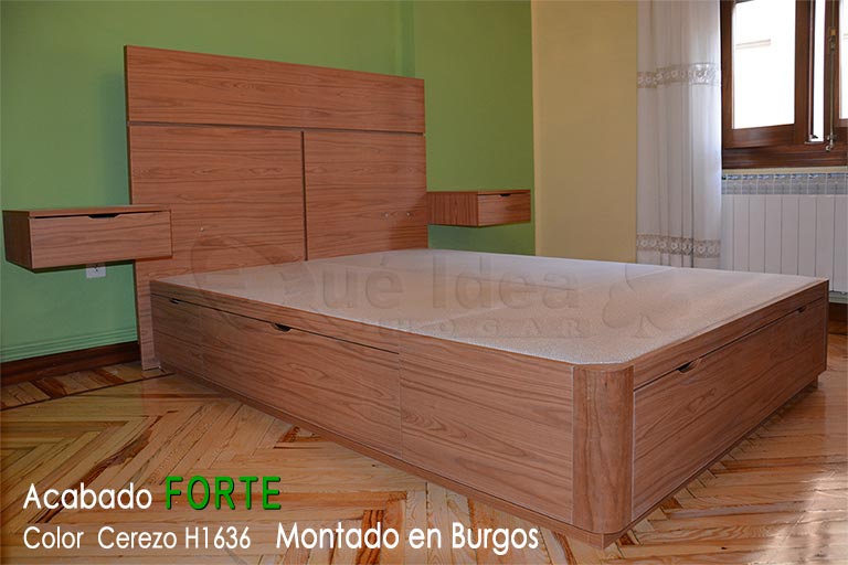 Todo en uno acabdo en Forte color cerezo H1636 con mesitas flotantes y cabecero montado en Burgos