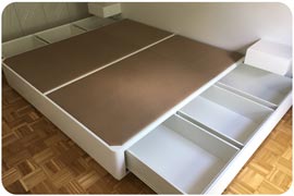 cama con cajones mesitas y cabecero